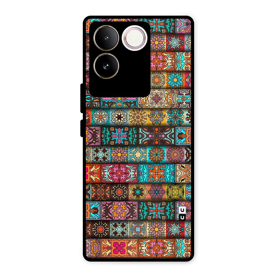 Tribal Seamless Pattern Vintage Decorative Metal Back Case for Vivo T2 Pro