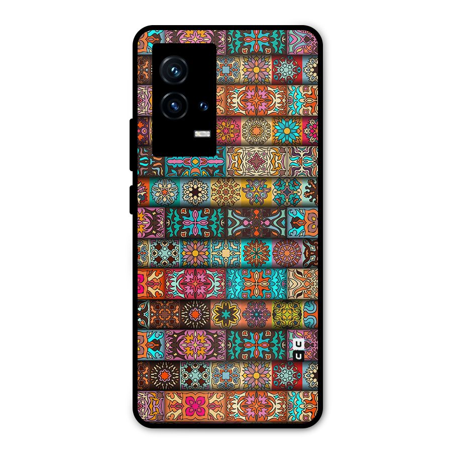 Tribal Seamless Pattern Vintage Decorative Metal Back Case for iQOO 9 5G