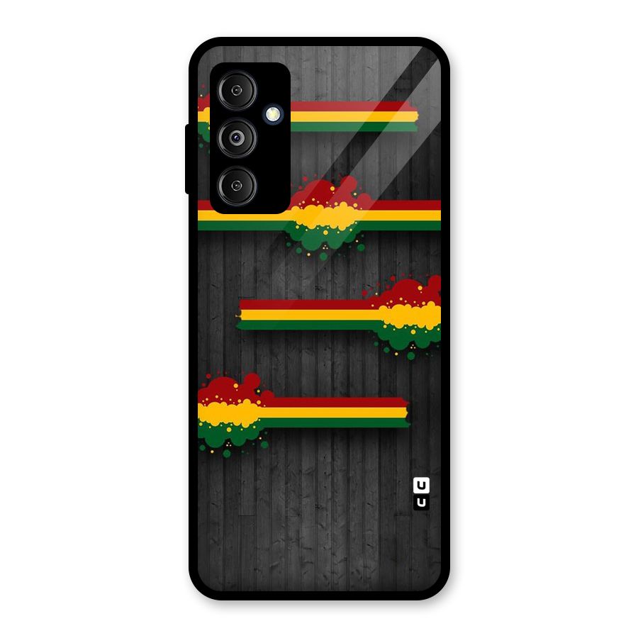 Tricolor Splash Design Glass Back Case for Galaxy M14 5G