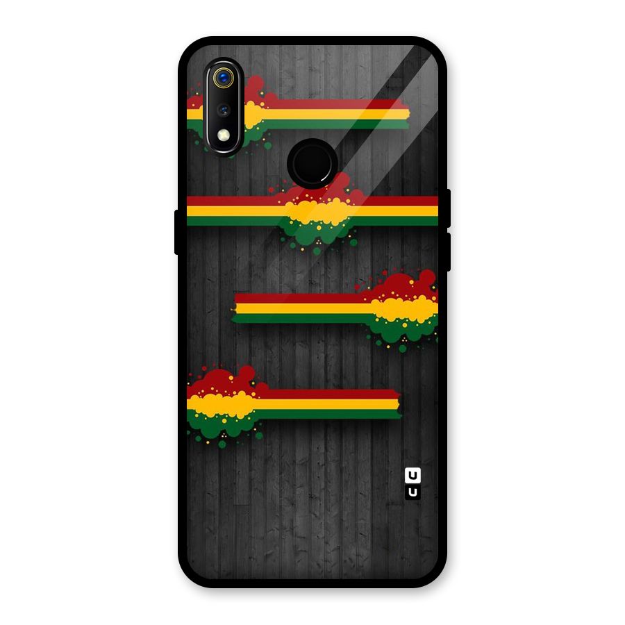 Tricolor Splash Design Glass Back Case for Realme 3i