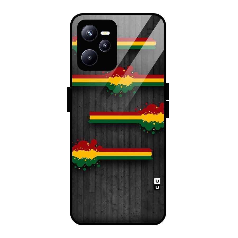 Tricolor Splash Design Glass Back Case for Realme C35