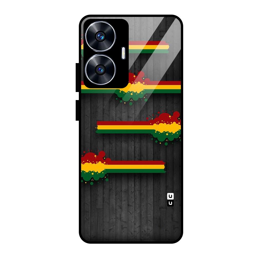 Tricolor Splash Design Glass Back Case for Realme Narzo N55