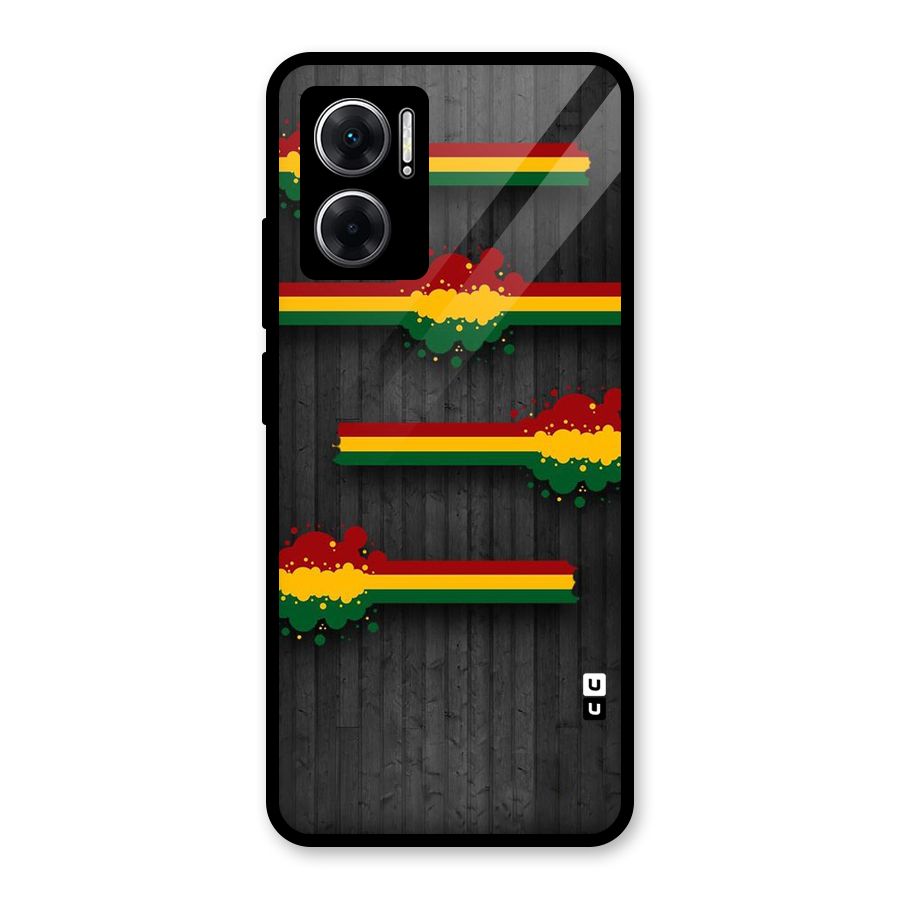 Tricolor Splash Design Glass Back Case for Redmi 11 Prime 5G