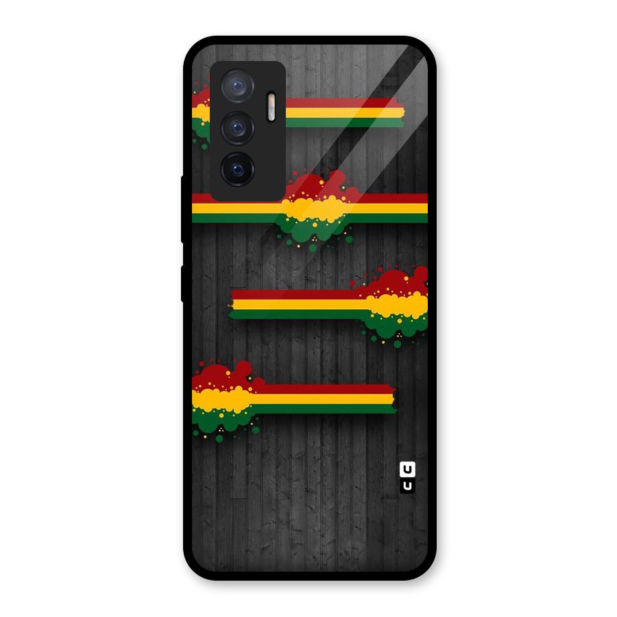 Tricolor Splash Design Glass Back Case for Vivo V23e