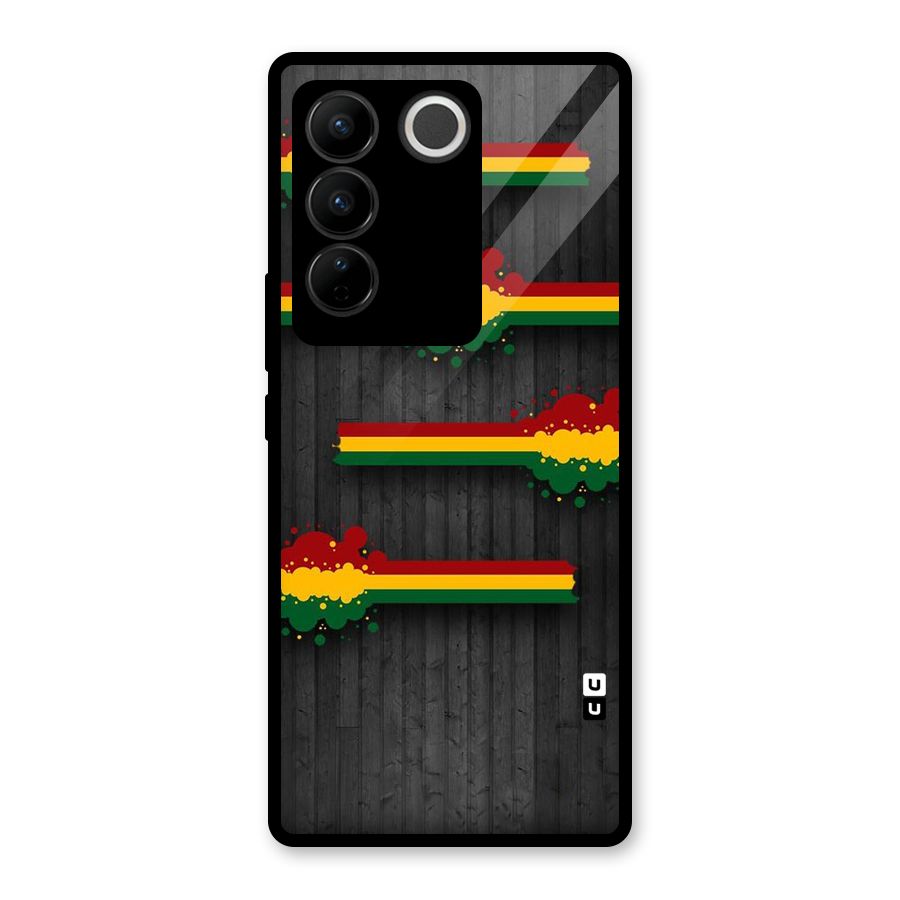 Tricolor Splash Design Glass Back Case for Vivo V27