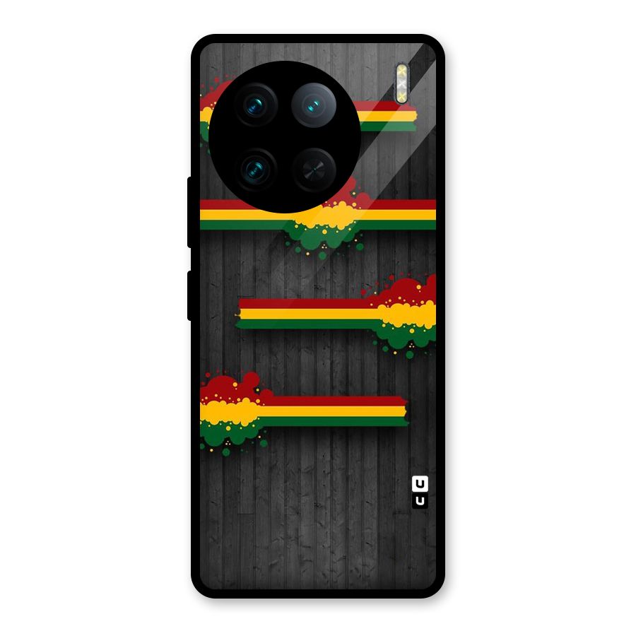 Tricolor Splash Design Glass Back Case for Vivo X90 Pro
