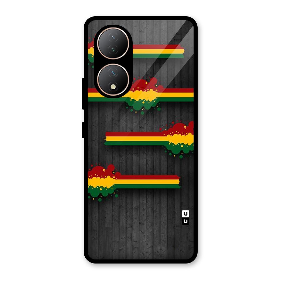 Tricolor Splash Design Glass Back Case for Vivo Y100A