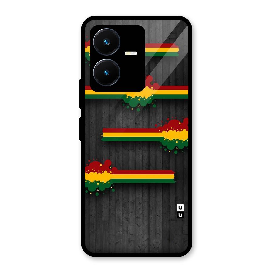 Tricolor Splash Design Glass Back Case for Vivo Y22s