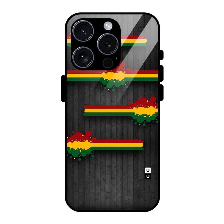 Tricolor Splash Design Glass Back Case for iPhone 15 Pro