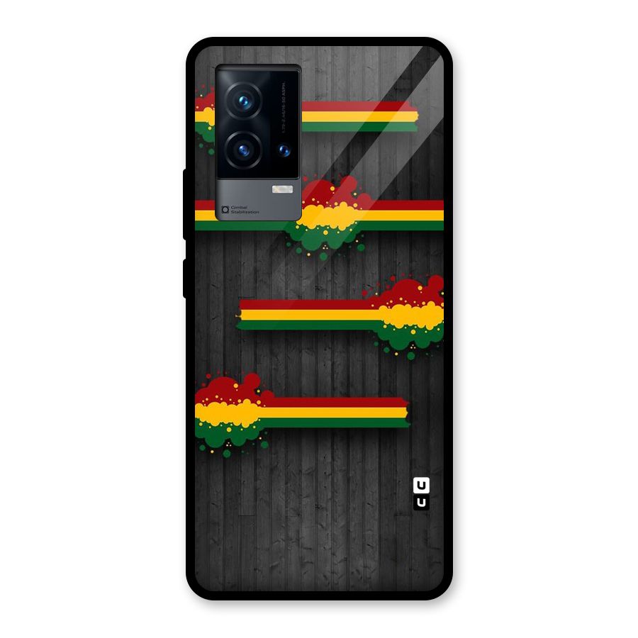 Tricolor Splash Design Glass Back Case for iQOO 9 5G