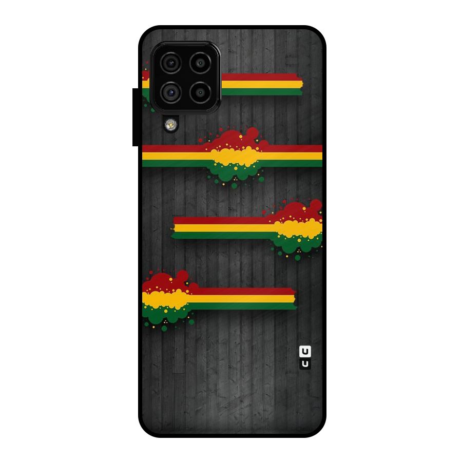 Tricolor Splash Design Metal Back Case for Galaxy A22 4G