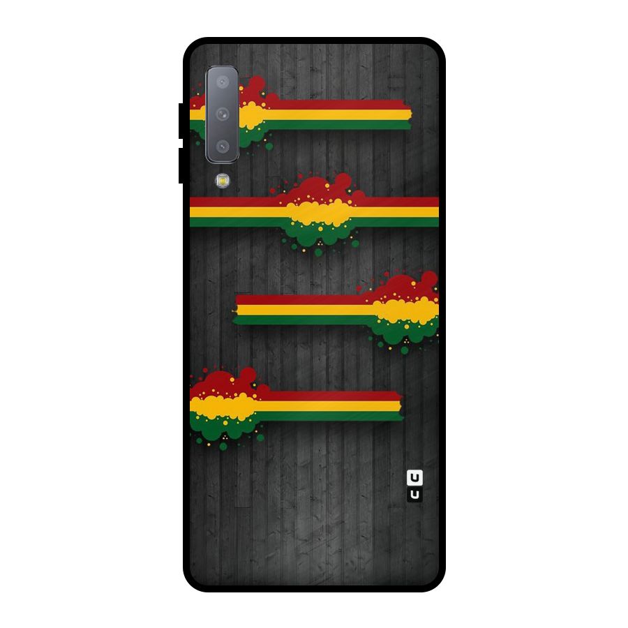 Tricolor Splash Design Metal Back Case for Galaxy A7 (2018)