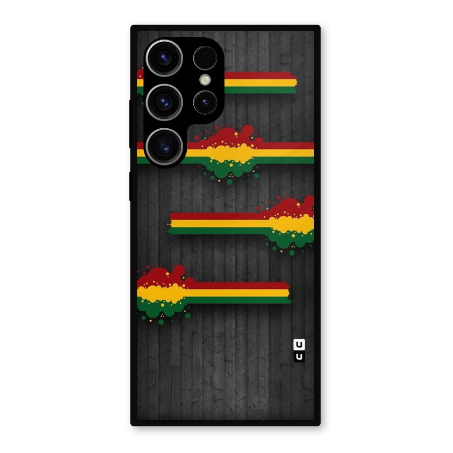 Tricolor Splash Design Metal Back Case for Galaxy S23 Ultra