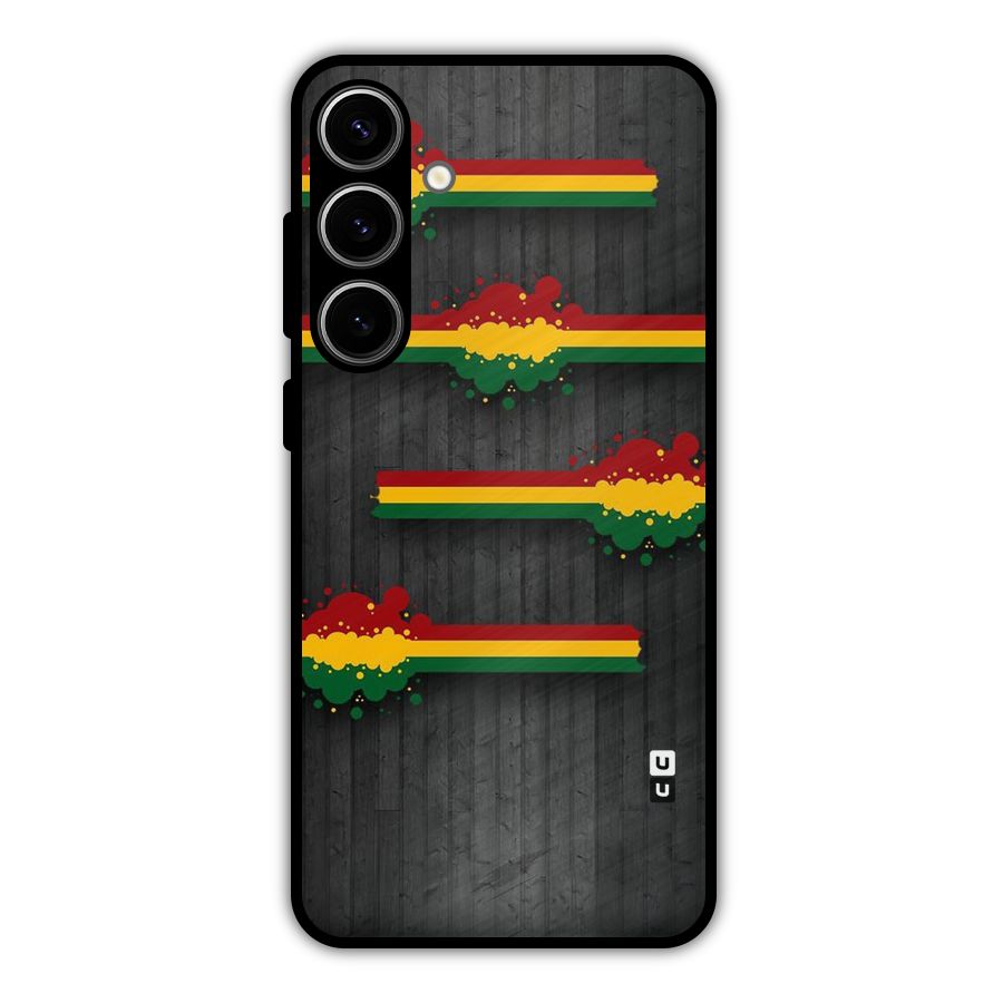 Tricolor Splash Design Metal Back Case for Galaxy S24 Plus