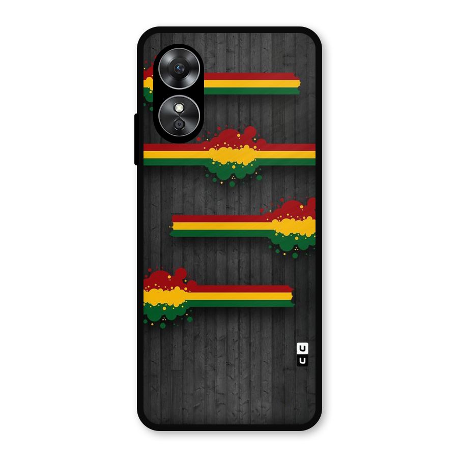 Tricolor Splash Design Metal Back Case for Oppo A17