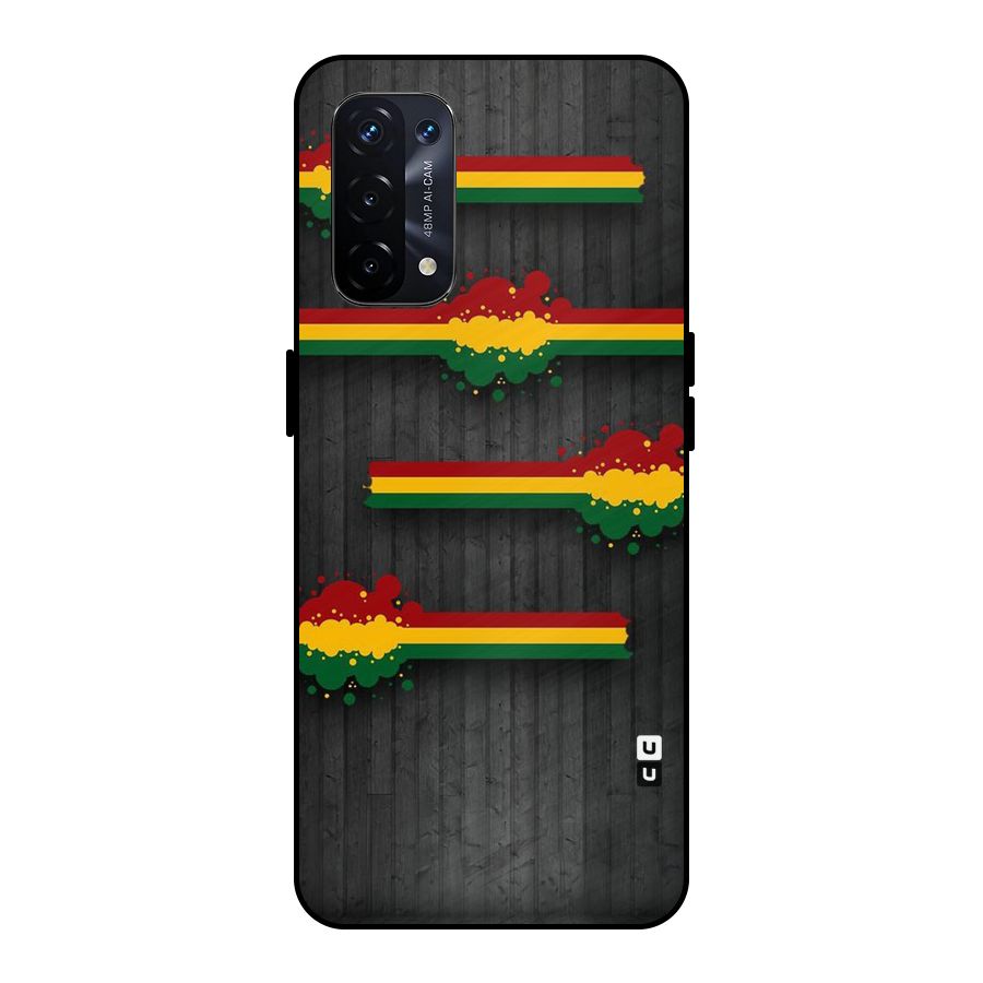 Tricolor Splash Design Metal Back Case for Oppo A74 5G
