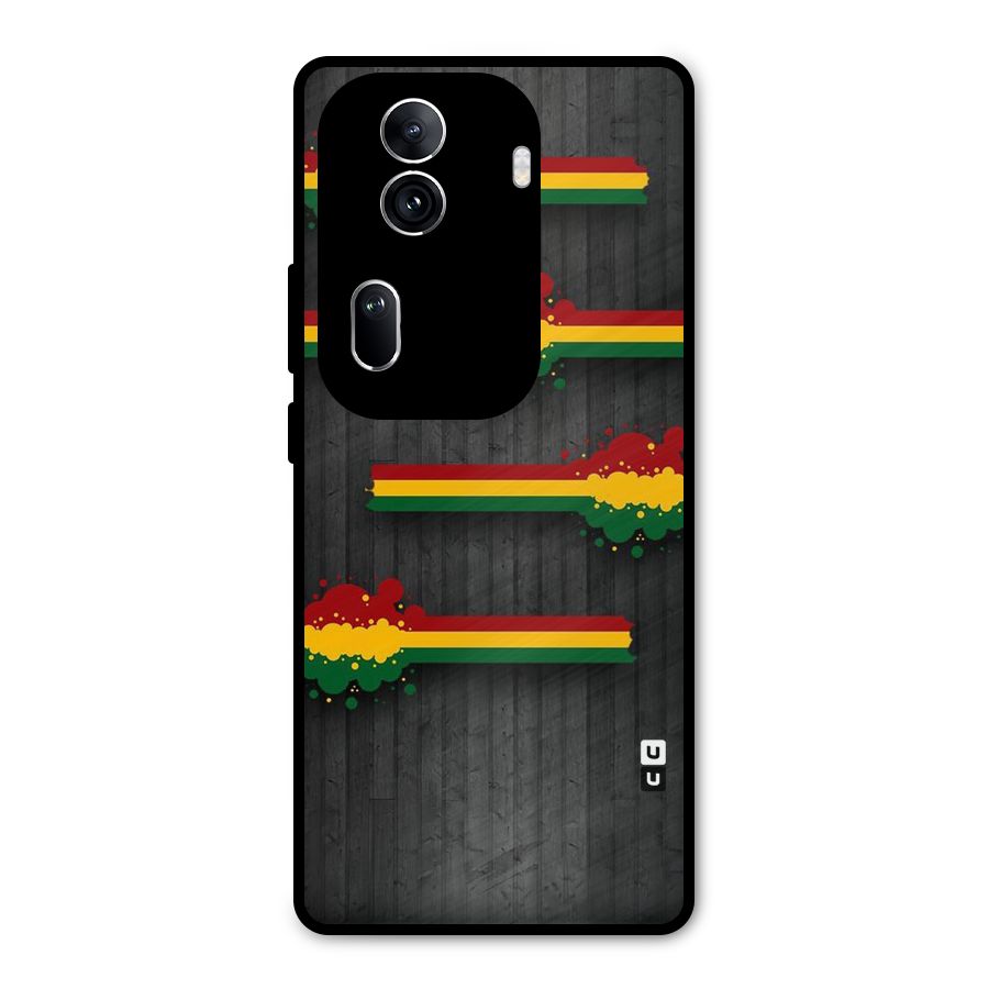 Tricolor Splash Design Metal Back Case for Oppo Reno11 Pro 5G