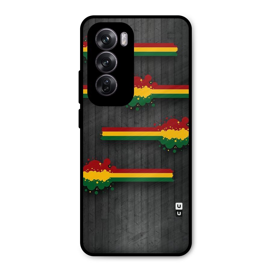 Tricolor Splash Design Metal Back Case for Oppo Reno12 Pro