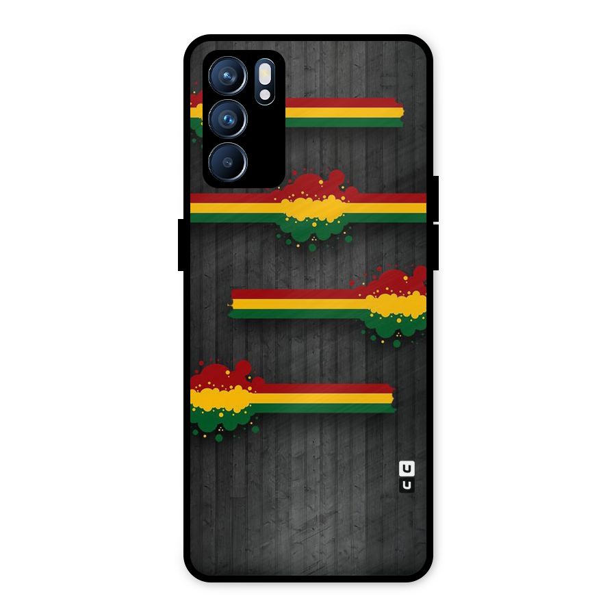 Tricolor Splash Design Metal Back Case for Oppo Reno6 5G