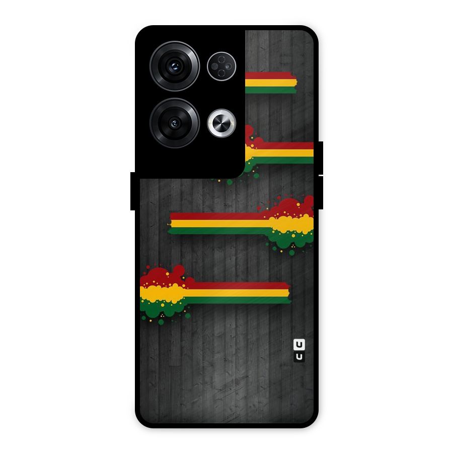 Tricolor Splash Design Metal Back Case for Oppo Reno8 Pro 5G
