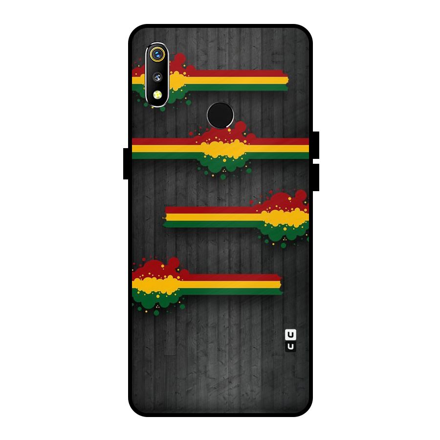 Tricolor Splash Design Metal Back Case for Realme 3