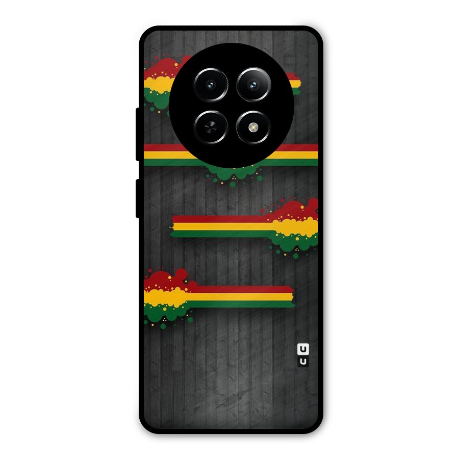 Tricolor Splash Design Metal Back Case for Realme Narzo 70x 5G