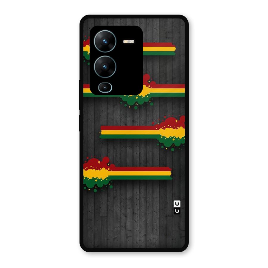 Tricolor Splash Design Metal Back Case for Vivo V25 Pro