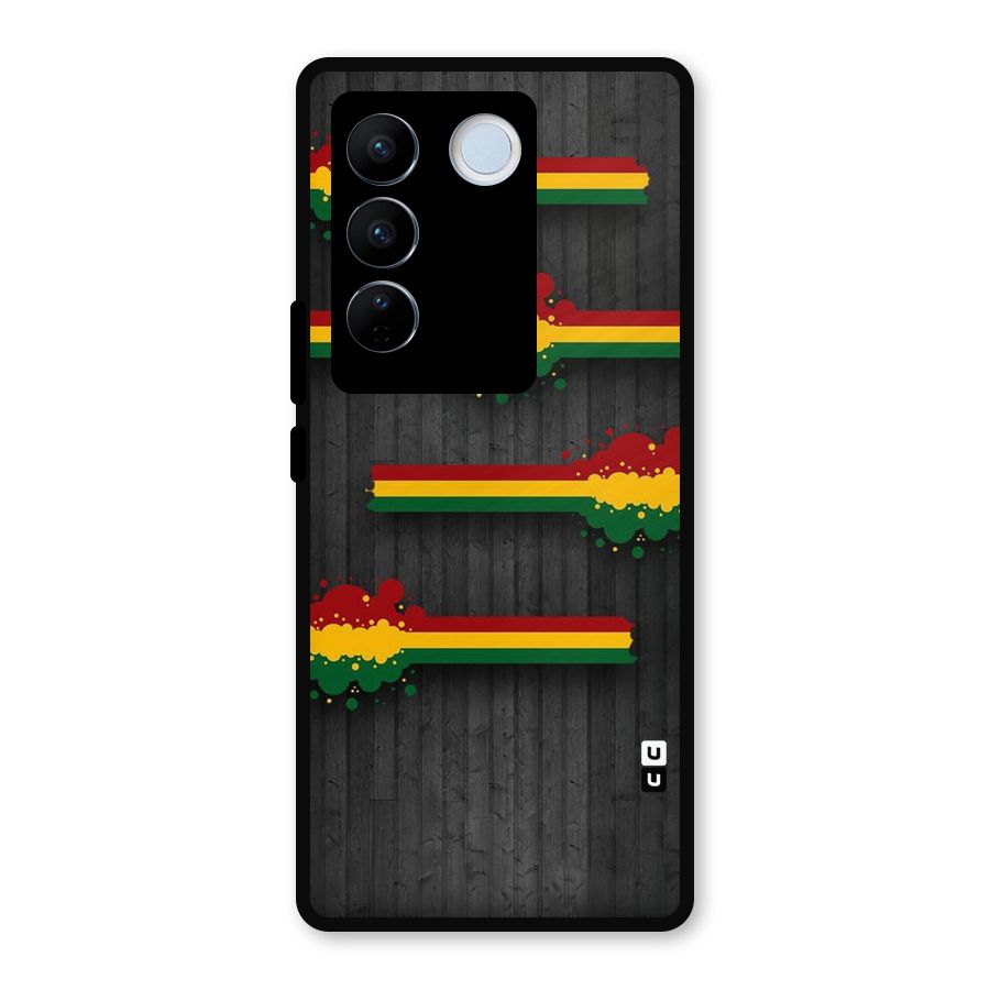 Tricolor Splash Design Metal Back Case for Vivo V27 Pro