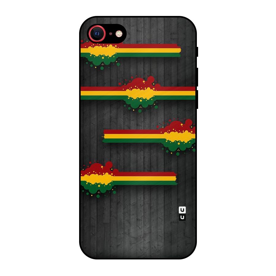Tricolor Splash Design Metal Back Case for iPhone SE 2022