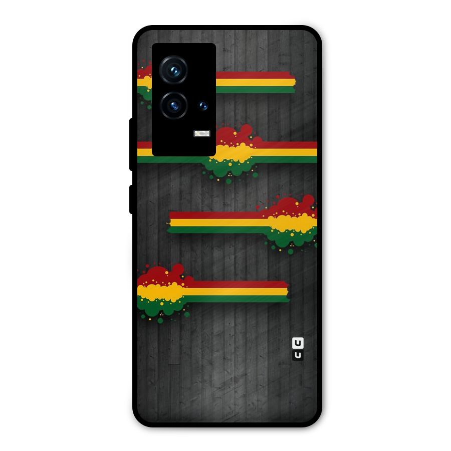 Tricolor Splash Design Metal Back Case for iQOO 9 5G