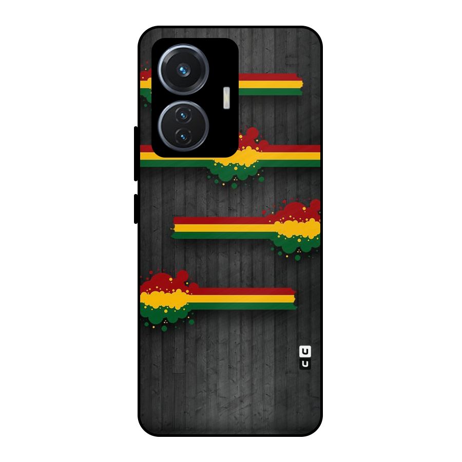 Tricolor Splash Design Metal Back Case for iQOO Z6 44W