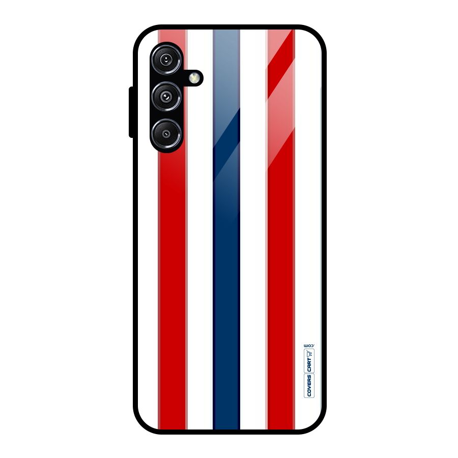 Tricolor Stripes Glass Back Case for Galaxy M34 5G