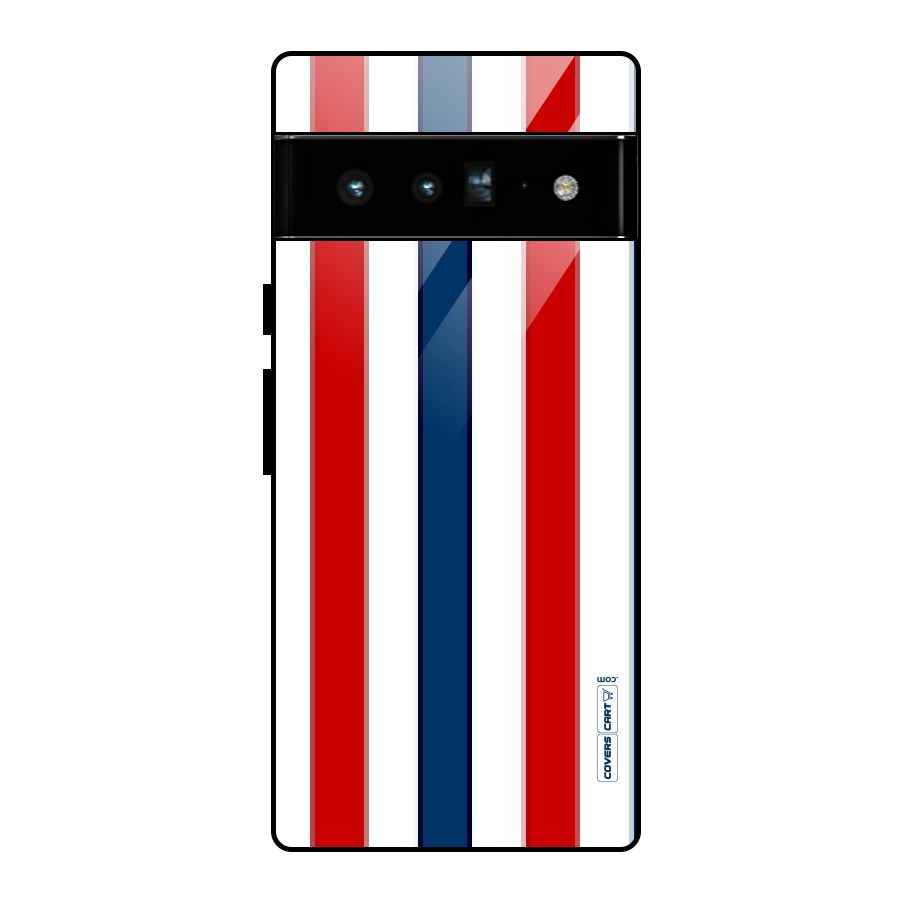 Tricolor Stripes Glass Back Case for Google Pixel 6 Pro