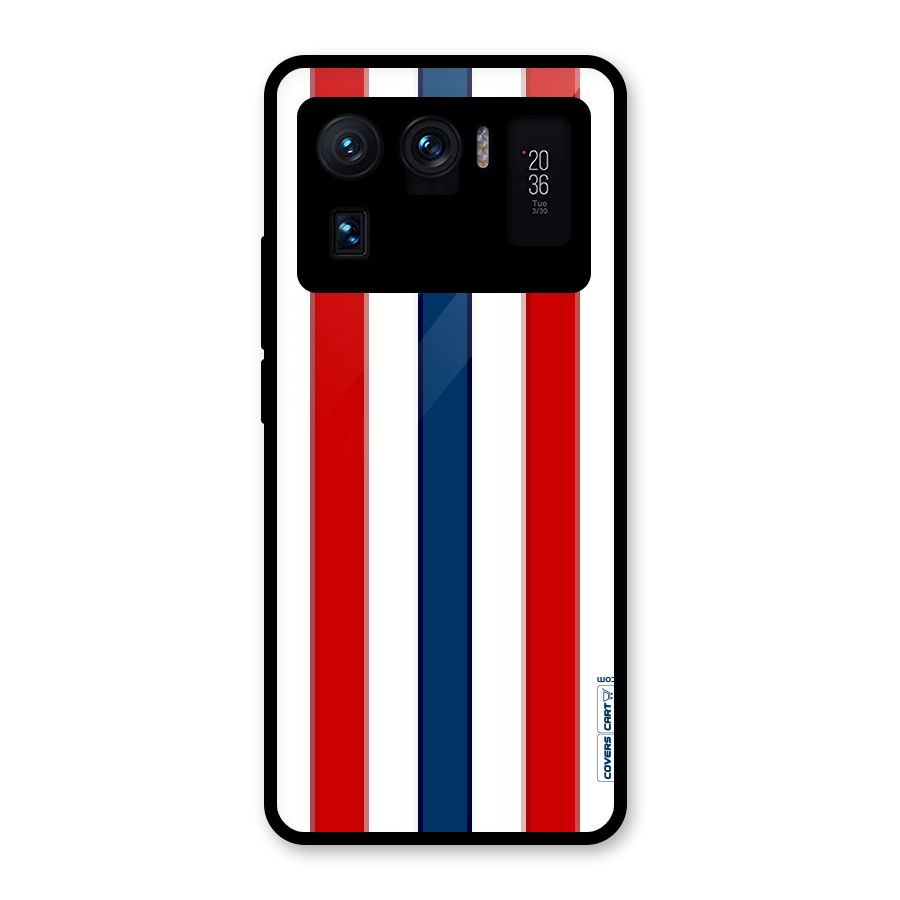 Tricolor Stripes Glass Back Case for Mi 11 Ultra