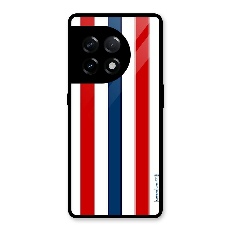 Tricolor Stripes Glass Back Case for OnePlus 11R