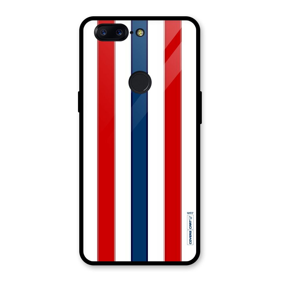 Tricolor Stripes Glass Back Case for OnePlus 5T