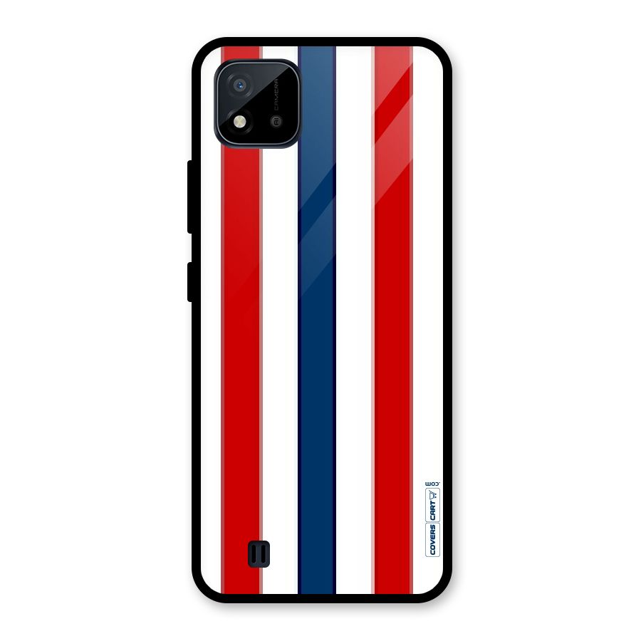 Tricolor Stripes Glass Back Case for Realme C11 2021