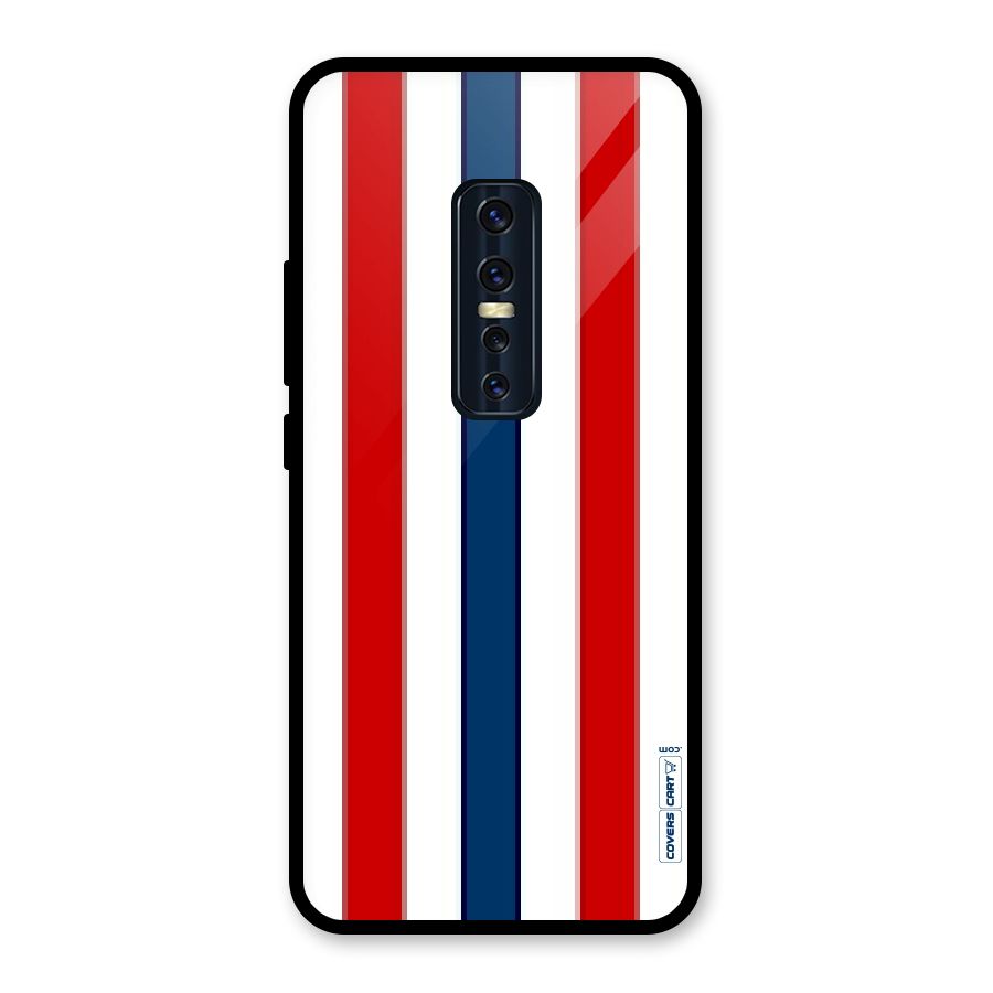 Tricolor Stripes Glass Back Case for Vivo V17 Pro