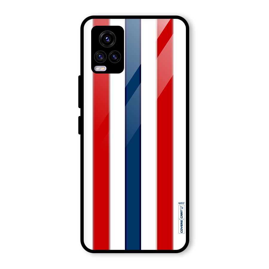 Tricolor Stripes Glass Back Case for Vivo V20 2021