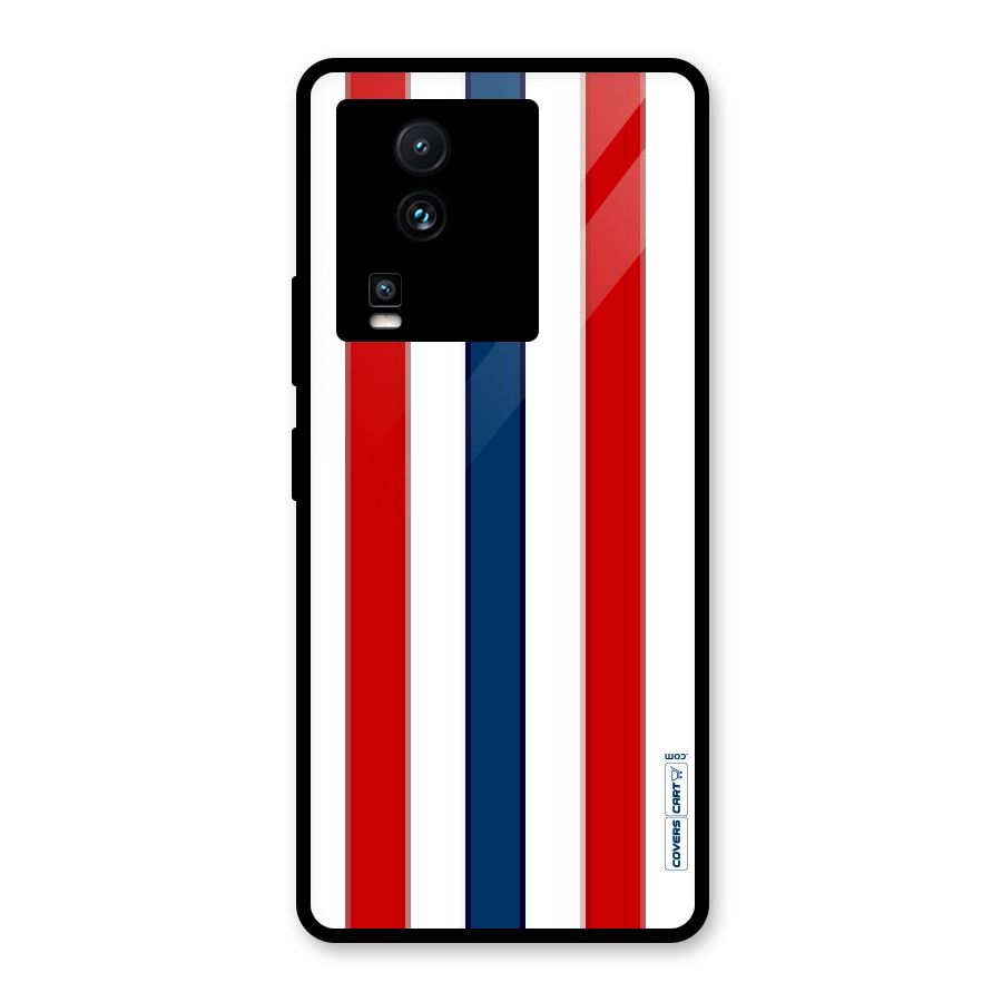 Tricolor Stripes Glass Back Case for Vivo iQOO Neo 7