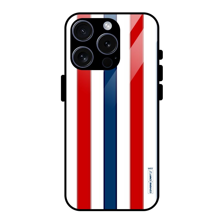 Tricolor Stripes Glass Back Case for iPhone 15 Pro