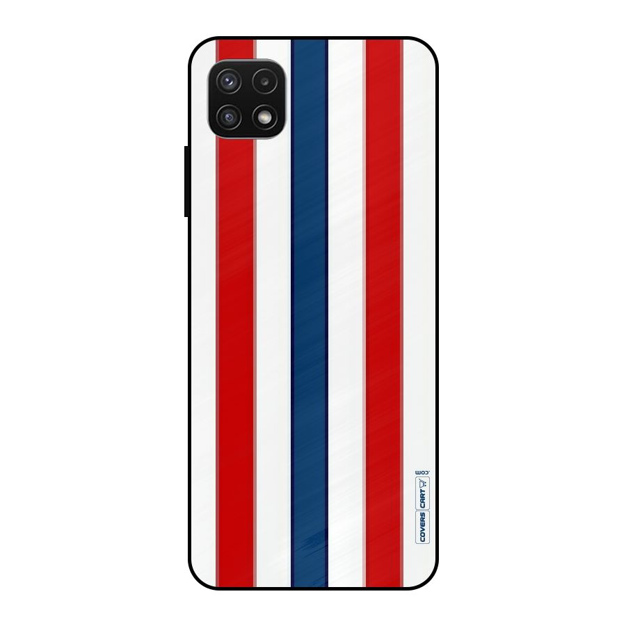 Tricolor Stripes Metal Back Case for Galaxy A22 5G