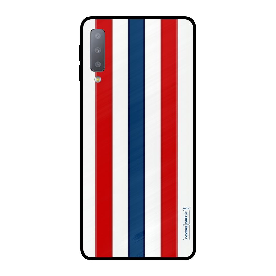 Tricolor Stripes Metal Back Case for Galaxy A7 (2018)
