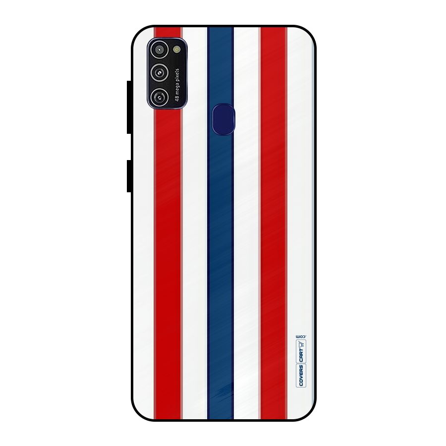 Tricolor Stripes Metal Back Case for Galaxy M21
