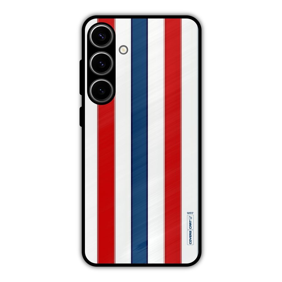Tricolor Stripes Metal Back Case for Galaxy S24 Plus