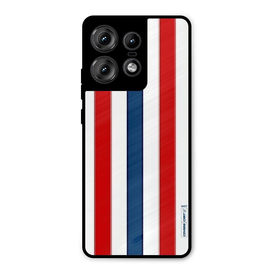 Tricolor Stripes Metal Back Case for Motorola Edge 50 Pro