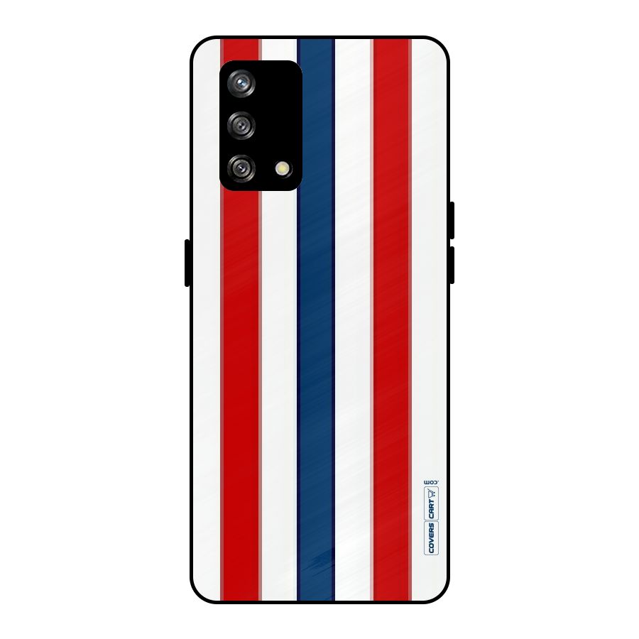 Tricolor Stripes Metal Back Case for Oppo F19