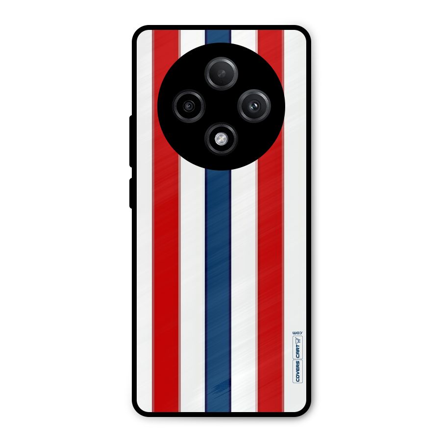 Tricolor Stripes Metal Back Case for Oppo F27 Pro Plus