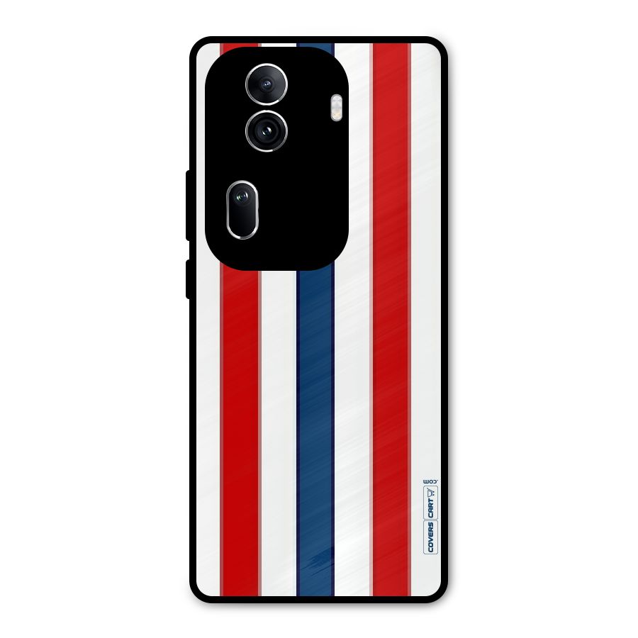 Tricolor Stripes Metal Back Case for Oppo Reno11 Pro 5G