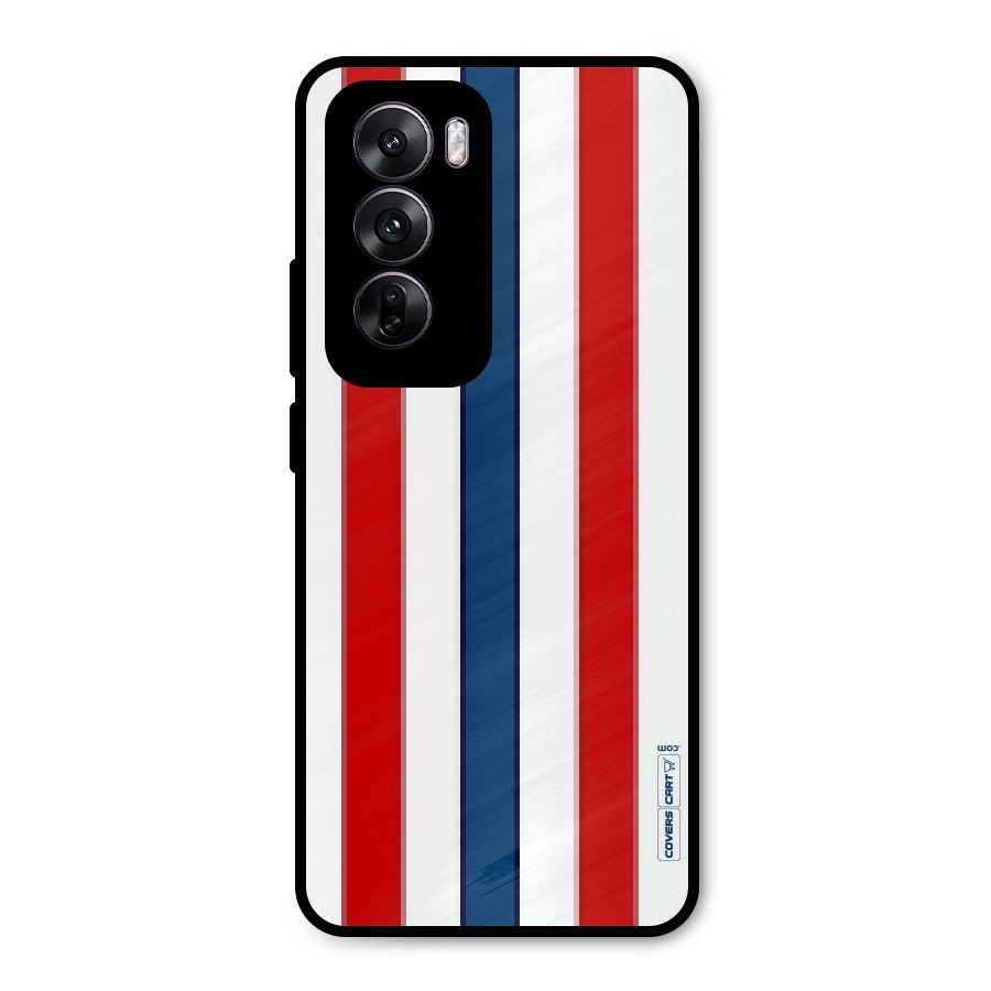 Tricolor Stripes Metal Back Case for Oppo Reno12